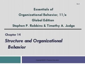 14 1 Essentials of Organizational Behavior 11e Global