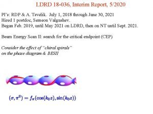 LDRD 18 036 Interim Report 52020 PIs RDP