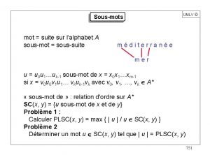 UMLV Sousmots mot suite sur lalphabet A sousmot