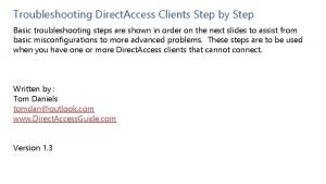 Windows 10 direct access troubleshooting