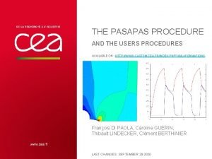 THE PASAPAS PROCEDURE AND THE USERS PROCEDURES AVAILABLE
