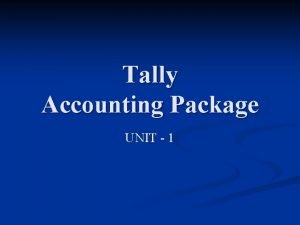 Objectives of tally