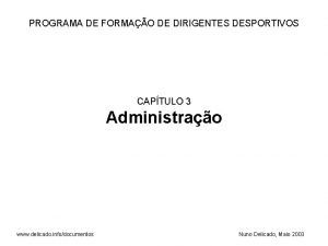 PROGRAMA DE FORMAO DE DIRIGENTES DESPORTIVOS CAPTULO 3