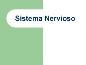 Sistema Nervioso Sistema Nervioso l Sistema nervioso central