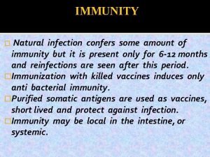 IMMUNITY Natural infection confers some amount of immunity