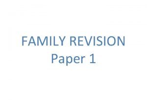 FAMILY REVISION Paper 1 BINGO Reconstituted family symmetrical