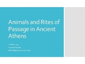 Animals and Rites of Passage in Ancient Athens