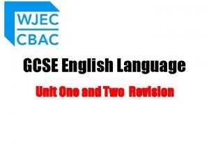 GCSE English Language Unit One and Two Revision