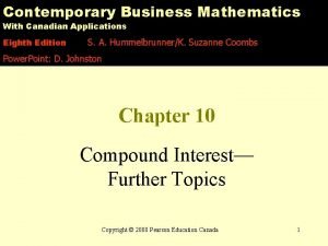 Contemporary Business Mathematics With Canadian Applications Eighth Edition