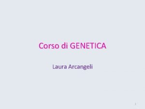 Corso di GENETICA Laura Arcangeli 1 GENETICA Quali