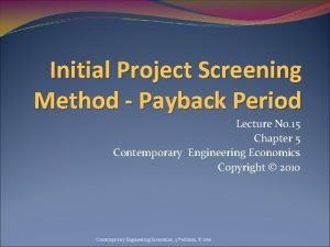 Payback period example