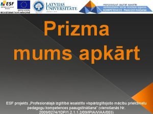 Prizma mums apkrt ESF projekts Profesionlaj izgltb iesaistto