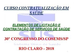 CURSO CONTRATUALIZAO EM SADE ELEMENTOS DE LICITAO E