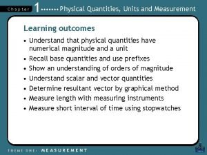 Chapter 1 physical quantities and measurement