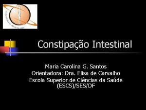 Constipao Intestinal Maria Carolina G Santos Orientadora Dra