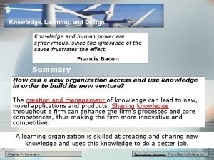 9 Knowledge Learning and Design Knowledge and human