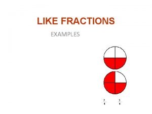 LIKE FRACTIONS EXAMPLES Whats a like fraction 2