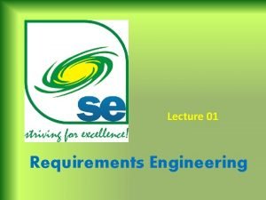 Lecture 01 Requirements Engineering Software Engineering Software engineering