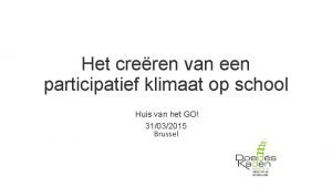 Het creren van een participatief klimaat op school