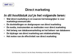 OHT 13 1 Direct marketing In dit hoofdstuk