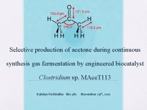 Selective production of acetone during continuous synthesis gas