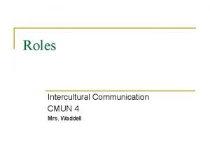 Roles Intercultural Communication CMUN 4 Mrs Waddell A