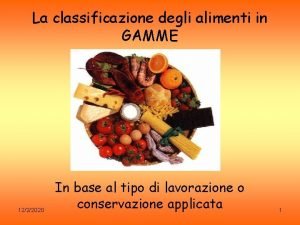 La classificazione degli alimenti in GAMME 1222020 In