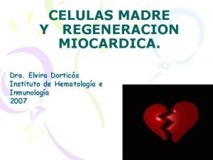 CELULAS MADRE Y REGENERACION MIOCARDICA Dra Elvira Dortics