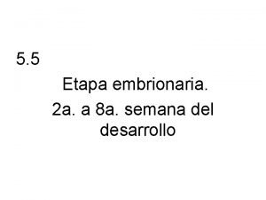 5 5 Etapa embrionaria 2 a a 8