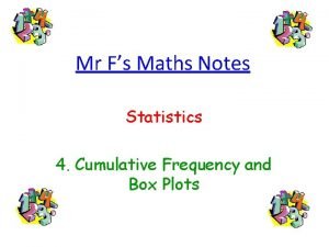 Cumulative frequency notes