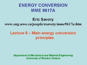 ENERGY CONVERSION MME 9617 A Eric Savory www