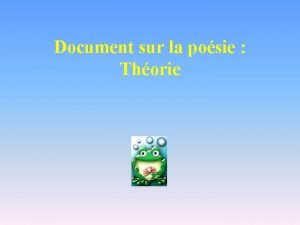 Document sur la posie Thorie La posie Un