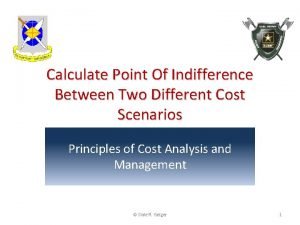 Cost indifference point formula