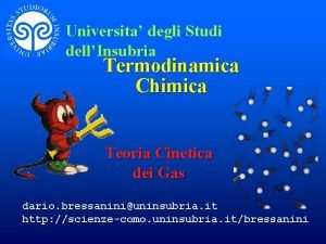 Universita degli Studi dellInsubria Termodinamica Chimica Teoria Cinetica