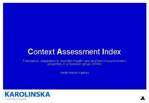 Context assessment index