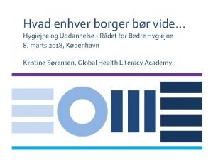 Hvad enhver borger br vide Hygiejne og Uddannelse