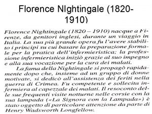 Florence NIghtingale 18201910 Il Modello Teorico di F