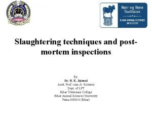 Slaughtering techniques and postmortem inspections By Dr R