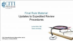 Final Rule Material Updates to Expedited Review Procedures