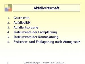 Abfallwirtschaft 1 2 3 4 5 6 1