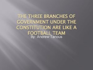 THE THREE BRANCHES OF GOVERNMENT UNDER THE CONSTITUTION