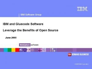 IBM Software Group IBM and Gluecode Software Leverage