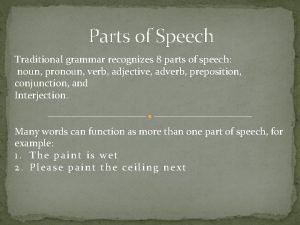 Traditional part of speech