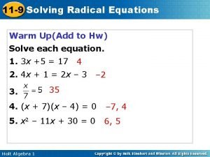 Solving simple radical equations