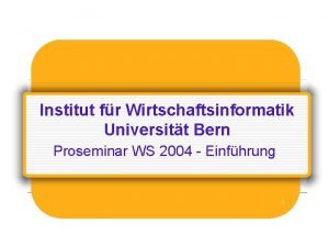 Wirtschaftsinformatik uni bern