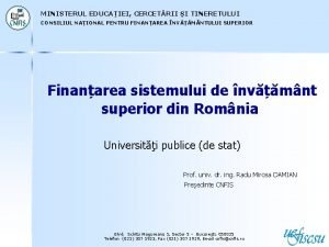 MINISTERUL EDUCAIEI CERCETRII I TINERETULUI CONSILIUL NAIONAL PENTRU