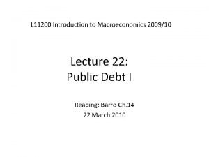 L 11200 Introduction to Macroeconomics 200910 Lecture 22