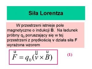 Sia Lorentza W przestrzeni istnieje pole magnetyczne o