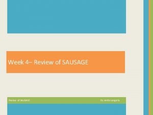 Week 4 Review of SAUSAGE By Anita Longoria