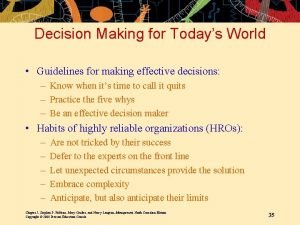 Decision Making for Todays World Guidelines for making